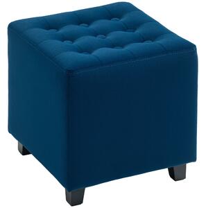 HOMCOM Velvet-Feel Square Ottoman - Blue