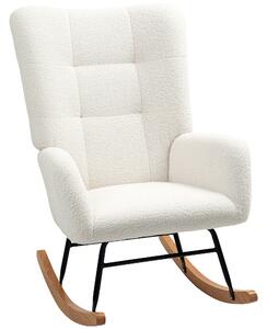 HOMCOM Teddy Fleece Rocking Chair - Cream White