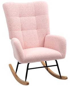 HOMCOM Teddy Fleece Rocking Chair - Pink