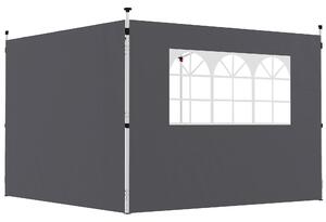 Outsunny 3 Meters Gazebo Replaceable Exchangeable Side Panel Wall Panels Walls With Window, Dark Grey