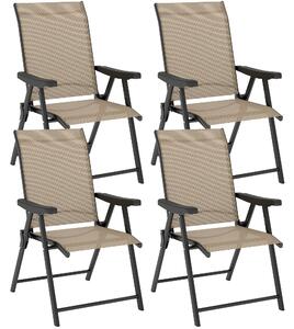 Outsunny Set of Four Folding Outdoor Chairs - Brown/Black