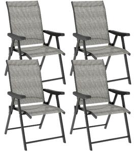 Outsunny Set of Four Folding Outdoor Chairs - Black/Grey