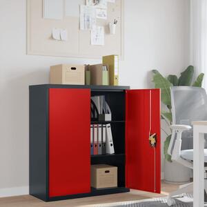 File Cabinet Anthracite and Red 90x40x105 cm Steel