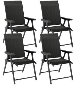 Outsunny Set of Four Folding Outdoor Chairs - Black