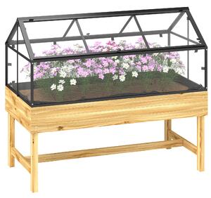 Outsunny 60 x 120cm Raised Garden Bed with Wooden Base - Natural