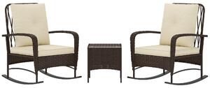 Outsunny Three-Piece Rocking Chair Rattan Bistro Set - Brown