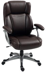 HOMCOM Executive Office Chair, PU Leather Desk Chair with Adjustable Height, Swivel Computer Chair with Tilt Function for Home Office, Brown