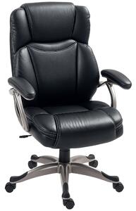 HOMCOM Executive Office Chair, PU Leather Desk Chair with Adjustable Height, Swivel Computer Chair with Tilt Function for Home Office, Black