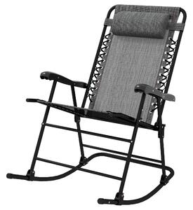 Outsunny Folding Rocking Chair Outdoor Portable Zero Gravity Chair w/ Headrest Grey