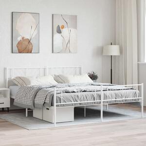 Metal Bed Frame with Headboard and Footboard White 180x200 cm
