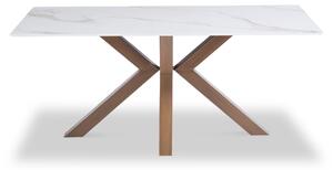 Bowman White & Gold Sintered Stone 180cm Dining Table for 6 | Roseland