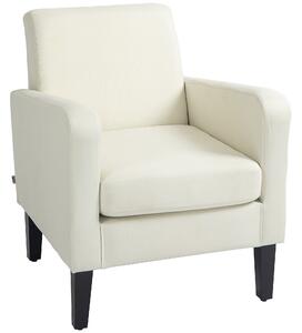 HOMCOM Modern Accent Chair, Occasional Chair with Rubber Wood Legs for Living Room, Bedroom, Cream White