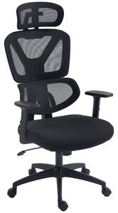 Vinsetto Ergonomic Mesh Office Chair: Height Adjustable, Lumbar Support, Swivel Casters, Headrest, Ebony Black