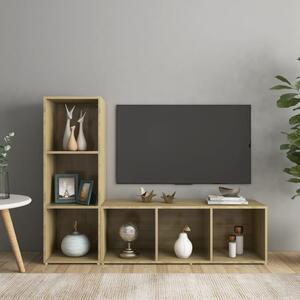 TV Cabinets 2 pcs Sonoma Oak 107x35x37 cm Chipboard