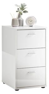 FMD Bedside Table with 3 Drawers High Gloss White