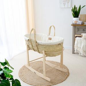 Clair de Lune Organic Palm Moses Basket With Natural Rocking Stand