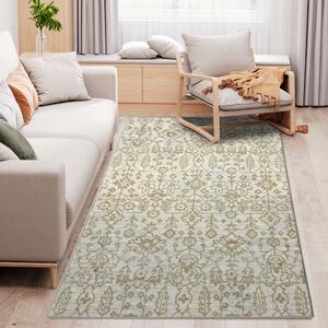 HOMCOM Beige Rug, Floral Pattern Area Rugs, Decorative Carpet for Living Room, Bedroom, Dining Room, 150 x 80cm
