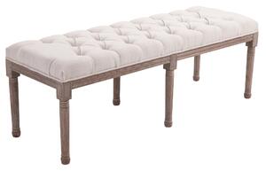 HOMCOM Bed End Side Chaise Lounge Sofa Stool Chic Button Tufted Window Hallway Seat Bench Wooden Leg Fabric Cover Padded Beige