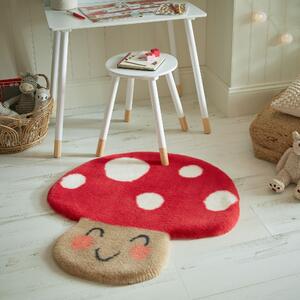 Millie the Mushroom Supersoft Washable Faux Fur Rug Red
