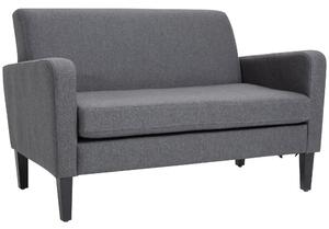 HOMCOM Linen Modern-Curved 2-Seat Sofa Loveseat w/ Thick Cushion Wood Legs Foot Pads Single Compact Home Furniture Grey