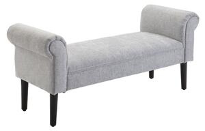 HOMCOM Chaise Lounge Sofa, Linen Fabric Cover, Wooden Leg, Arm Bench for Bed End or Window Seat, Light Grey