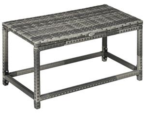 Outsunny Outdoor Coffee Table, Garden PE Rattan Side Table with Plastic Board Under the Full Woven Table Top and X-Shape Support for Patio Mixed Grey