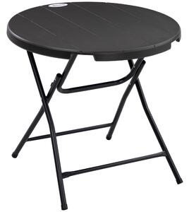 Outsunny Foldable Round Garden Table for 4, Outdoor Dining Table with HDPE Tabletop and Steel Frame, 80 x 80 x 73 cm, Dark Grey