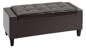 HOMCOM Storage Ottoman Bench, PU Leather, Tufted Design, Flip Top, 92x40cm, Versatile Use, Brown