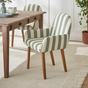 Agnes Carver Dining Chair, Olive Green Striped Fabric