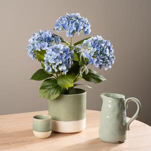 Artificial Real Touch Hydrangea in Black Plant Pot Blue