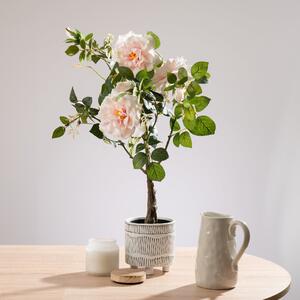 Artificial Real Touch Rose Tree in Black Plant Pot Pink