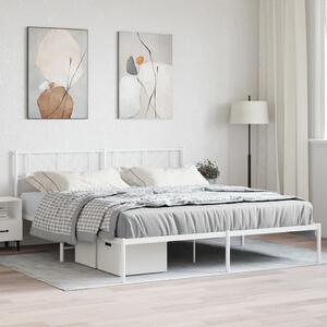 Metal Bed Frame with Headboard White 180x200 cm