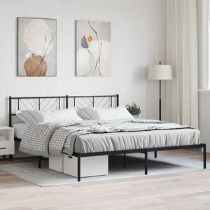 Metal Bed Frame with Headboard Black 180x200 cm