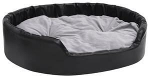 Dog Bed Black and Grey 99x89x21 cm Plush and Faux Leather