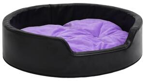 Dog Bed Black and Purple 69x59x19 cm Plush and Faux Leather