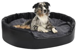 Dog Bed Black and Dark Grey 99x89x21 cm Plush and Faux Leather