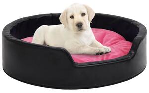 Dog Bed Black and Pink 69x59x19 cm Plush and Faux Leather