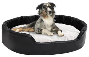 Dog Bed Black and Beige 90x79x20 cm Plush and Faux Leather