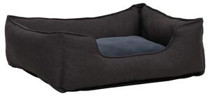 Dog Bed Dark Grey 65x50x20 cm Linen Look Fleece