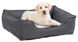 Dog Bed Grey and White 85.5x70x23 cm Linen Look Fleece