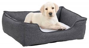 Dog Bed Grey and White 65x50x20 cm Linen Look Fleece