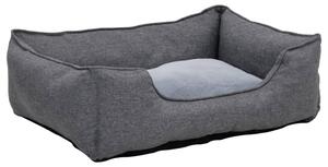 Dog Bed Grey 65x50x20 cm Linen Look Fleece