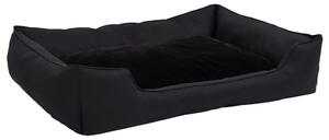 Dog Bed Black 85.5x70x23 cm Linen Look Fleece