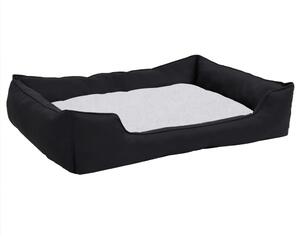 Dog Bed Black and White 65x50x20 cm Linen Look Fleece