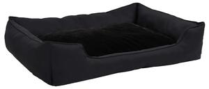Dog Bed Black 65x50x20 cm Linen Look Fleece