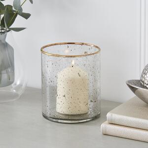 Recycled Glass Hurricane Candle Holder Gold
