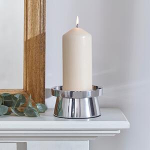 Wide Pillar Candle Holder Silver