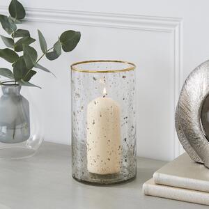 Recycled Glass Hurricane Candle Holder Gold