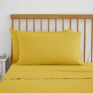 Pure Cotton Standard Pillowcase Pair Yellow-Ochre