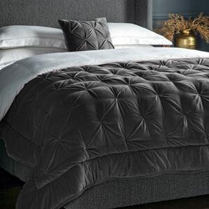 Opulent Velvet 220cm x 240cm Bedspread Charcoal